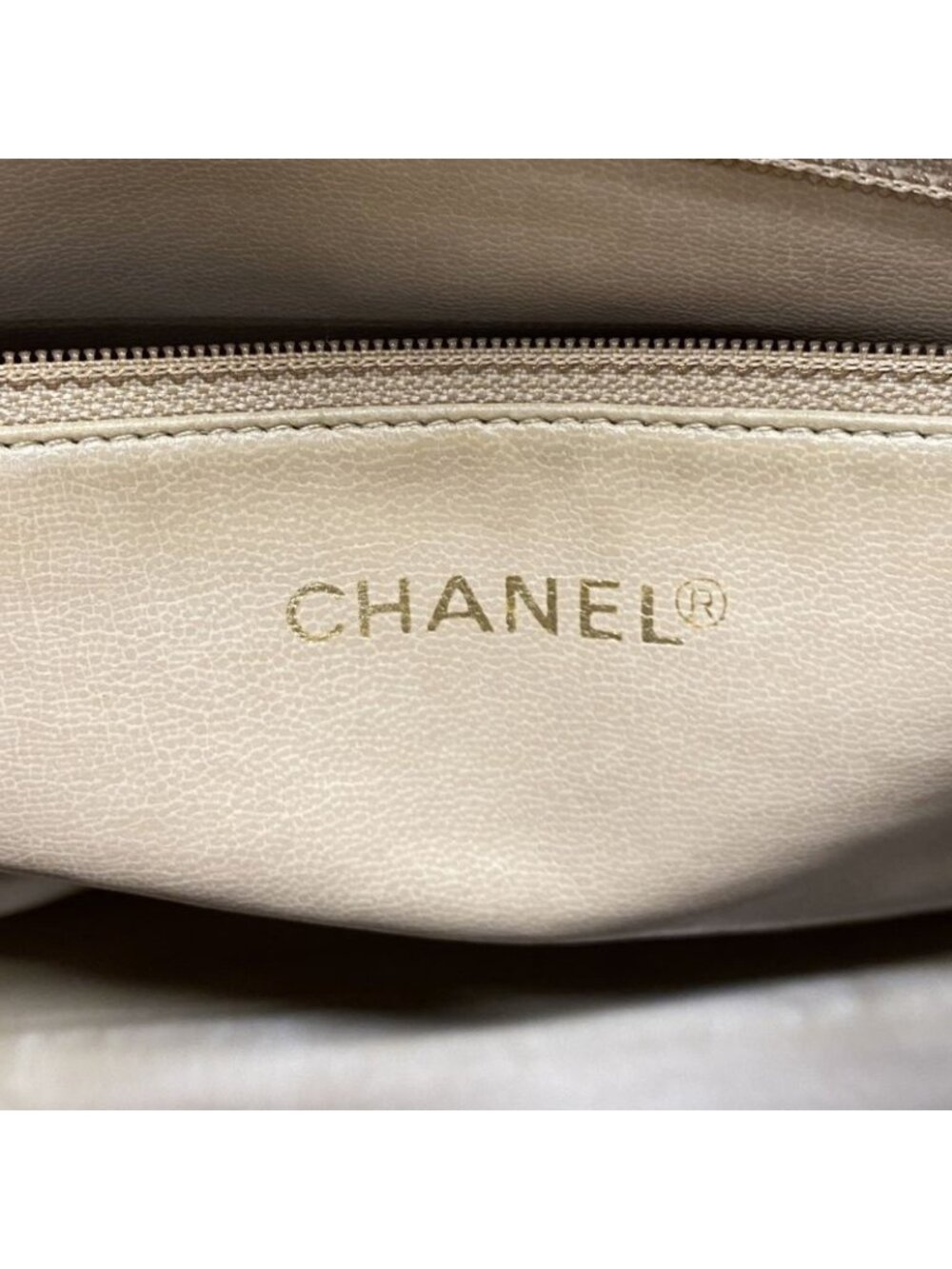 Chanel Chain Caviar Leather Beige Gold Tote - Picture 5 of 10